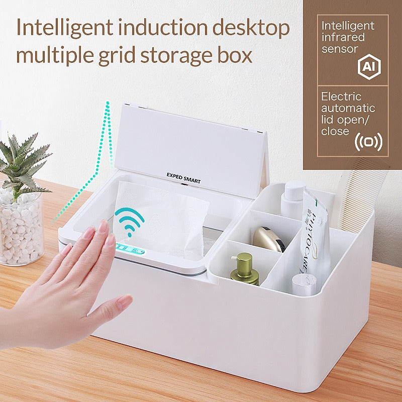 Inductive electric desktop storage box rack, jewelry sorting, skincare tissue box, storage box