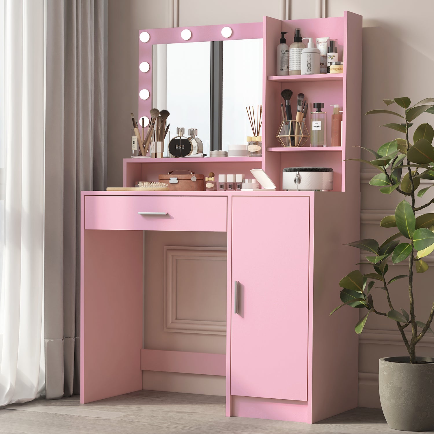 Makeup Vanity Desk with Mirror &amp; Light