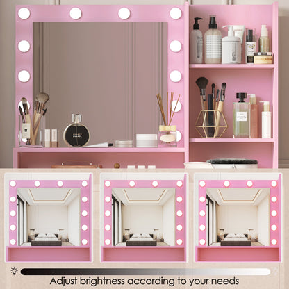 Makeup Vanity Desk with Mirror &amp; Light