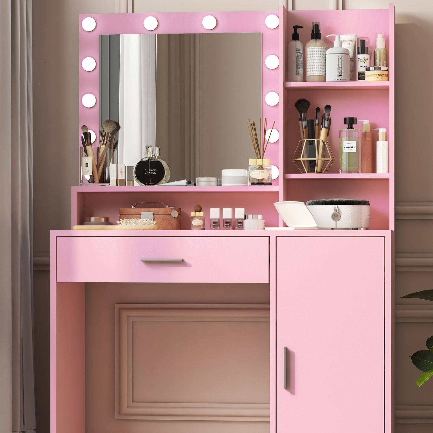 Makeup Vanity Desk with Mirror &amp; Light