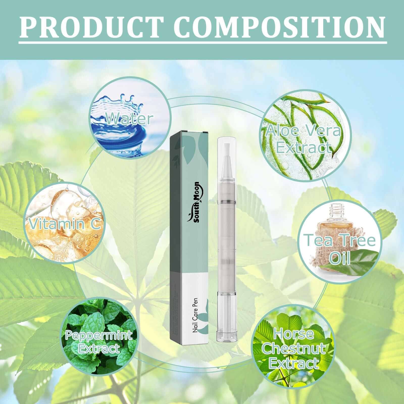 South Moon Nail Care Pen, Grey Nail Care Clean Brightening Nail Thickening Grey Nail Repair Pen