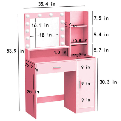 Makeup Vanity Desk with Mirror &amp; Light