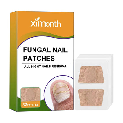 Fungal Nail Patches packaging showcasing 32 patches for fungal nail repair patches and all night nails renewal.